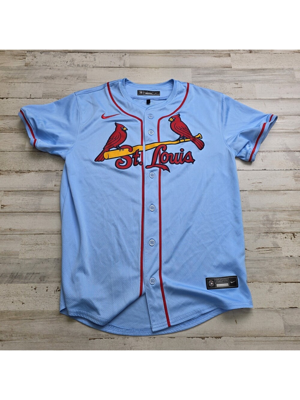 Youth LG 14/16 - Nike St. Louis Cardinals Blue Button-Up Stitched Jersey